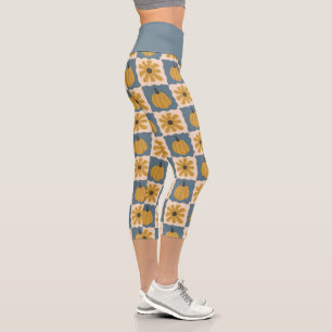 Handgezogener Pumpkin-Karo Capri-Leggings drucken Capri Leggings