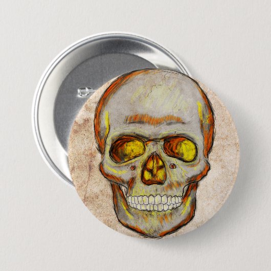 Handgezogener Schädel Button (Vorne & Hinten)