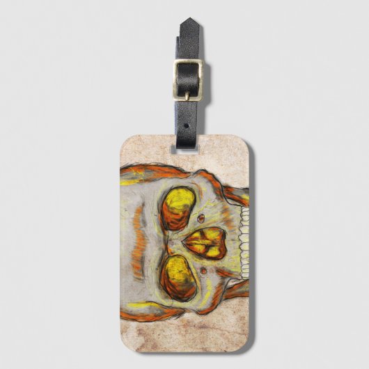 Handgezogener Schädel Gepäckanhänger (Vorderseite Vertikal)