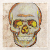 Handgezogener Schädel Glasuntersetzer (Vorderseite)