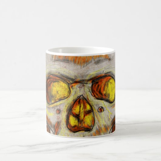 Handgezogener Schädel Kaffeetasse (Mittel)