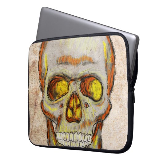 Handgezogener Schädel Laptopschutzhülle (Vorderseite Links)