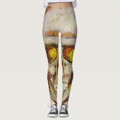 Handgezogener Schädel Leggings (Vorderseite)