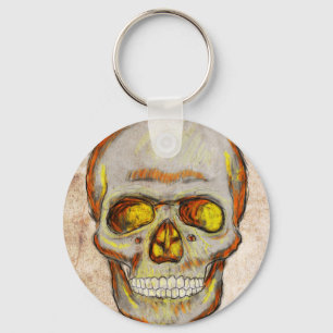 Handgezogener Schädel Schlüsselanhänger