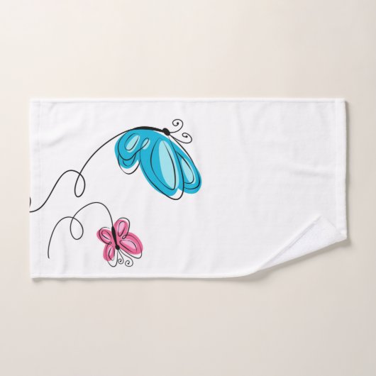 handgezogener Schmetterling Badhandtuch Set (Handtuch)