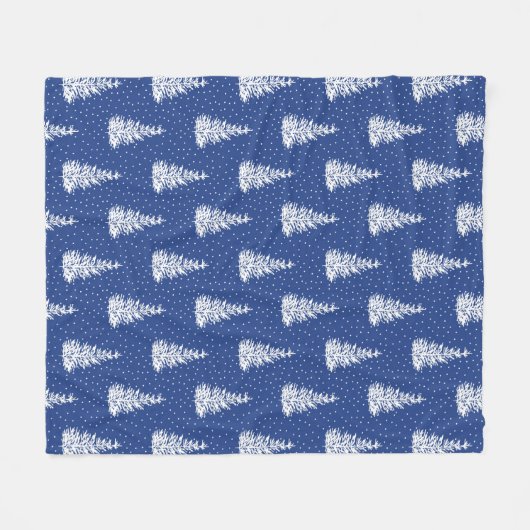 Handgezogener Schneebedeckter Baummusterneindex Fleecedecke (Vorderseite (Horizontal))
