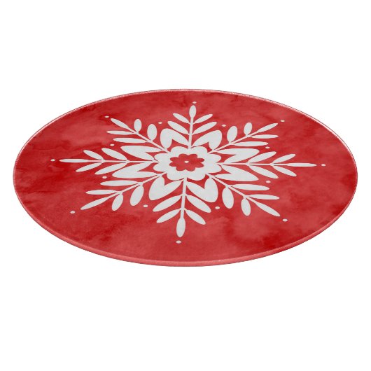 Handgezogener Schneeflocken, Abstrakte Wasserfarbe Schneidebrett (Ecke)