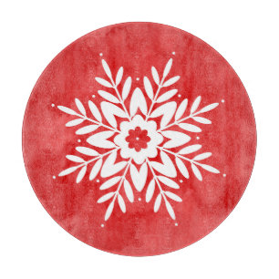 Handgezogener Schneeflocken, Abstrakte Wasserfarbe Schneidebrett