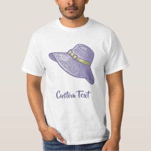 Handgezogener Strohhut Lilac T-Shirt