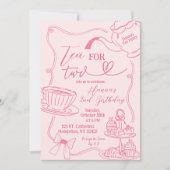 Handgezogener Tee zum zweiten Geburtstag Einladung (Vorderseite)