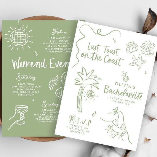 Handgezogener Toast an der Küste Einladung