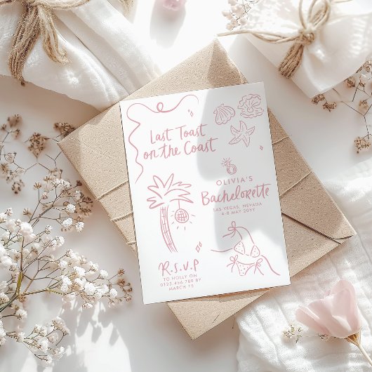 Handgezogener Toast an der Küste invi Einladung