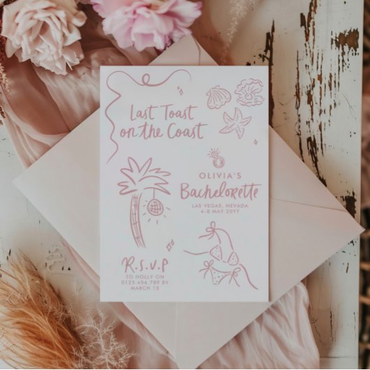 Handgezogener Toast an der Küste invi Einladung