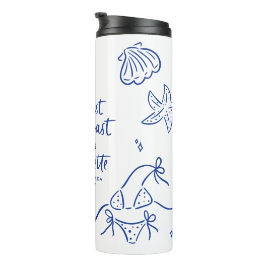 Handgezogener Toast an der Küste Thermosbecher (Nach rechts gedreht)