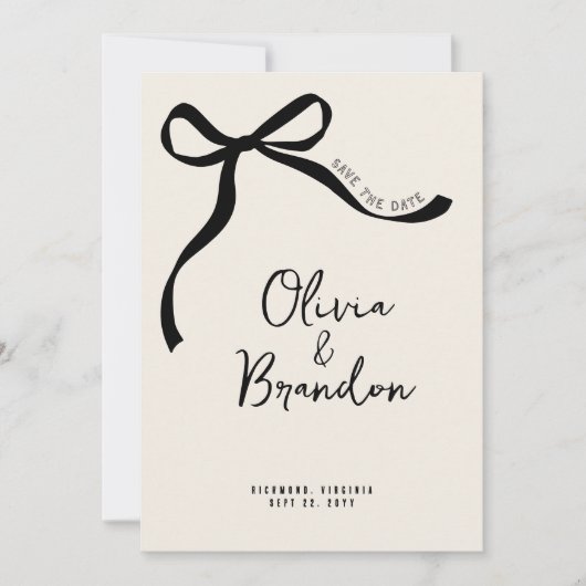 Handgezogener Wagen mit Creme und schwarzem Knebel Save The Date (Vorderseite)