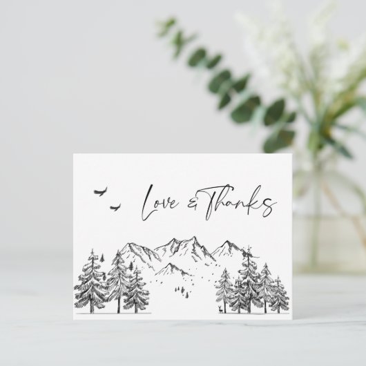 Handgezogener Wald Danke Postkarte (Stehend Vorderseite)