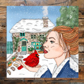 Handgezogener Wintertag Poster