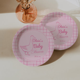 Handgezogenes Albern-Gänse Kinderdusche Pappteller