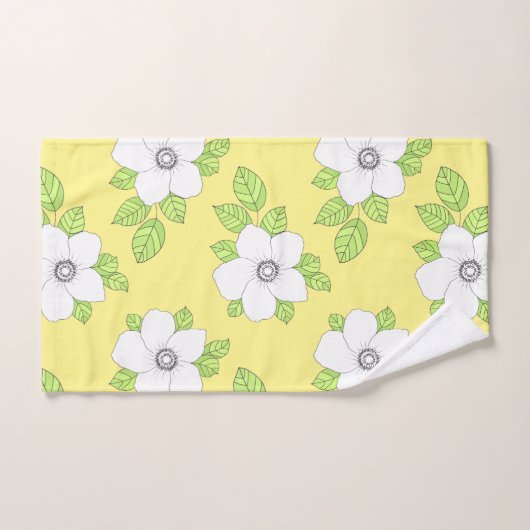 Handgezogenes Anemone Blume Muster Badetuch Set (Handtuch)
