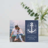 Handgezogenes AnkerFoto Save the Date Ankündigungspostkarte (Stehend Vorderseite)