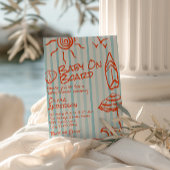 Handgezogenes Baby an Bord Surf Sommerdusche Einladung