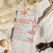 Handgezogenes Baby an Bord Surf Sommerdusche Einladung