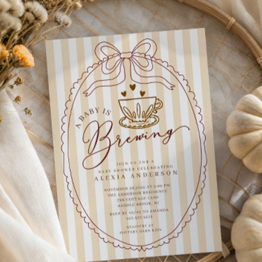 Handgezogenes Baby Braut Babydusche Einladung