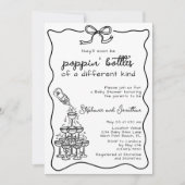 Handgezogenes Baby Flasche Champagner Tower Baby D Einladung (Vorderseite)