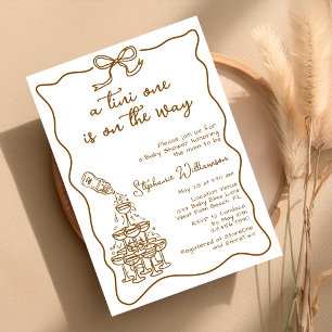 Handgezogenes Baby Flasche Martini Tower Babydusch Einladung