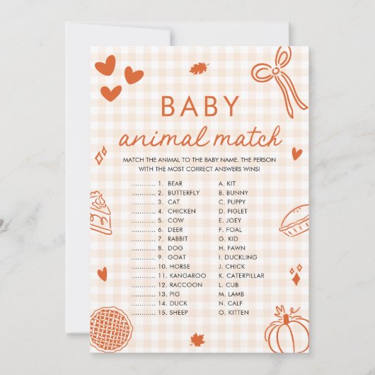 Handgezogenes Baby Match Baby Shower Game Einladung (Vorderseite)