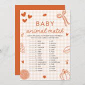 Handgezogenes Baby Match Baby Shower Game Einladung (Vorne/Hinten)