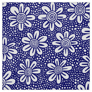 Handgezogenes Blume Muster 140617 - Tiefe Marine Stoff