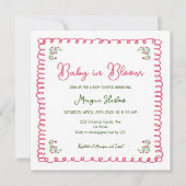 Handgezogenes Blumenbaby in Bloom Baby Shower Squa Einladung (Vorderseite)