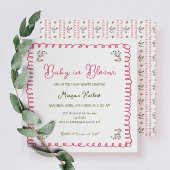 Handgezogenes Blumenbaby in Bloom Baby Shower Squa Einladung