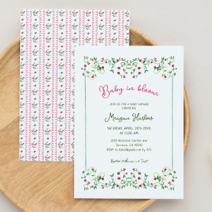 Handgezogenes Blumenbaby in Bloom Girl Babydusche Einladung
