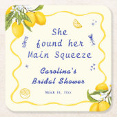 Handgezogenes Brautparty Hauptpresse Lemon Rechteckiger Pappuntersetzer (Vorderseite)