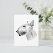 Handgezogenes Bull Terrier Artwork Postkarte (Stehend Vorderseite)