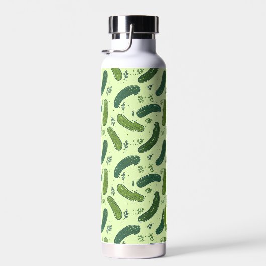 Handgezogenes Dill-Pickle-Muster und Monogramm Trinkflasche (Rechts)