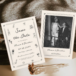 Handgezogenes Doodle Altes Geld Hochzeit retten da Einladung