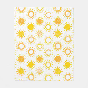 Handgezogenes Doodle-Sonnen-Muster Fleecedecke