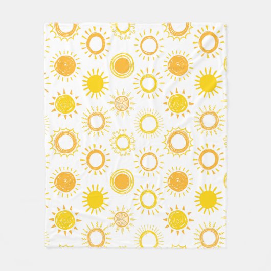 Handgezogenes Doodle-Sonnen-Muster Fleecedecke (Vorderseite)