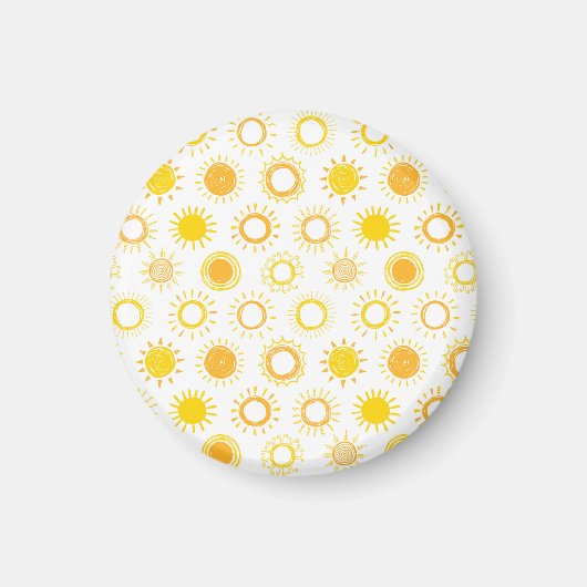 Handgezogenes Doodle-Sonnen-Muster Magnet (Vorne)