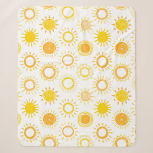 Handgezogenes Doodle-Sonnen-Muster Sherpadecke