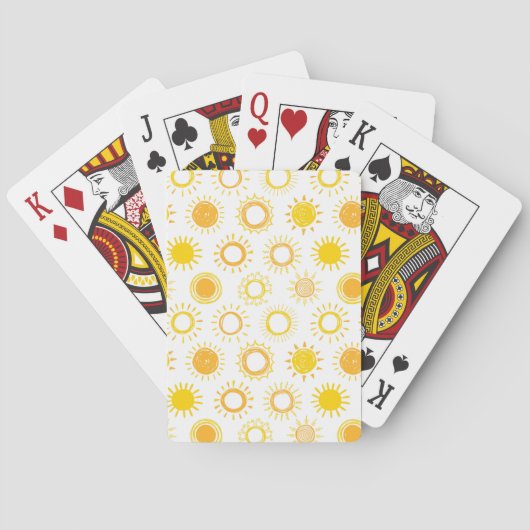 Handgezogenes Doodle-Sonnen-Muster Spielkarten (Rückseite)