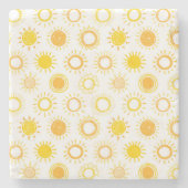 Handgezogenes Doodle-Sonnen-Muster Steinuntersetzer (Vorderseite)