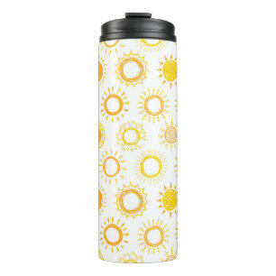 Handgezogenes Doodle-Sonnen-Muster Thermosbecher