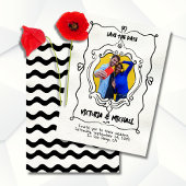 Handgezogenes doodles Foto Save the Date Einladung