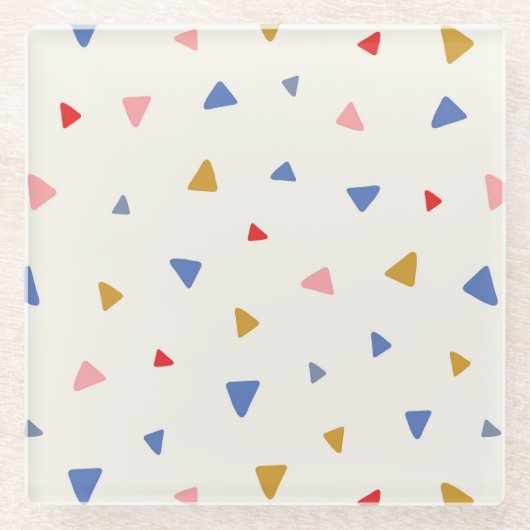Handgezogenes Dreieck-Muster Glasuntersetzer (Vorderseite)