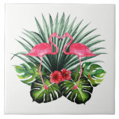 Handgezogenes Flamingo Decorative Keramik Foto Til Fliese (Vorderseite)