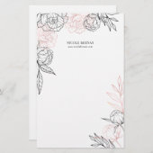 Handgezogenes florales Whimsical perzonisiert Briefpapier (Vorne/Hinten)